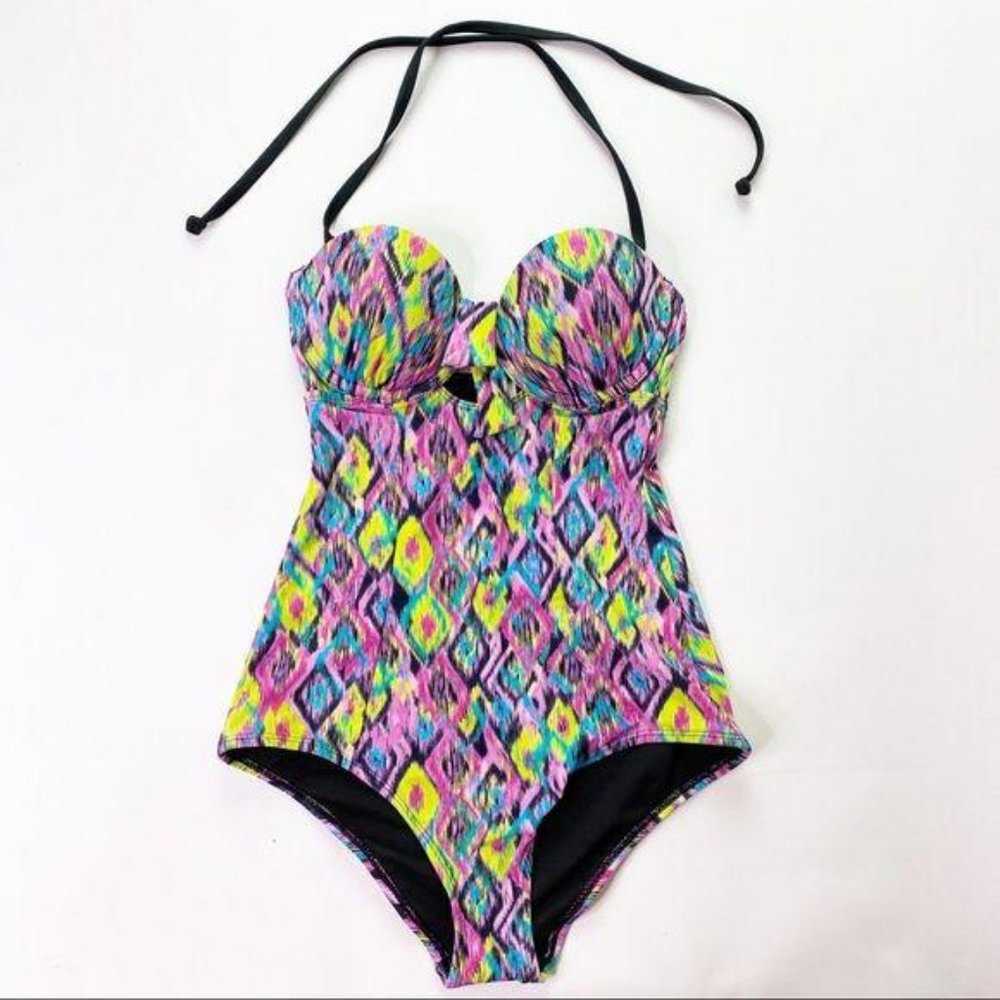 Bongo Colorful Rainbow One Piece Swimsuit Retro